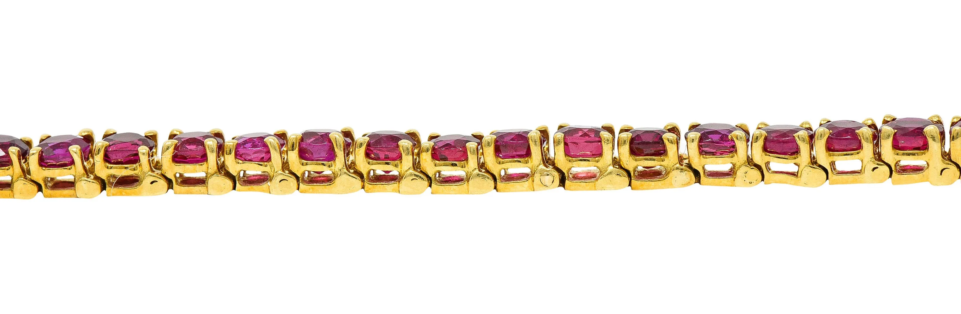 Van Cleef & Arpels 7.50 CTW Ruby 18 Karat Gold Line Bracelet Circa 1970