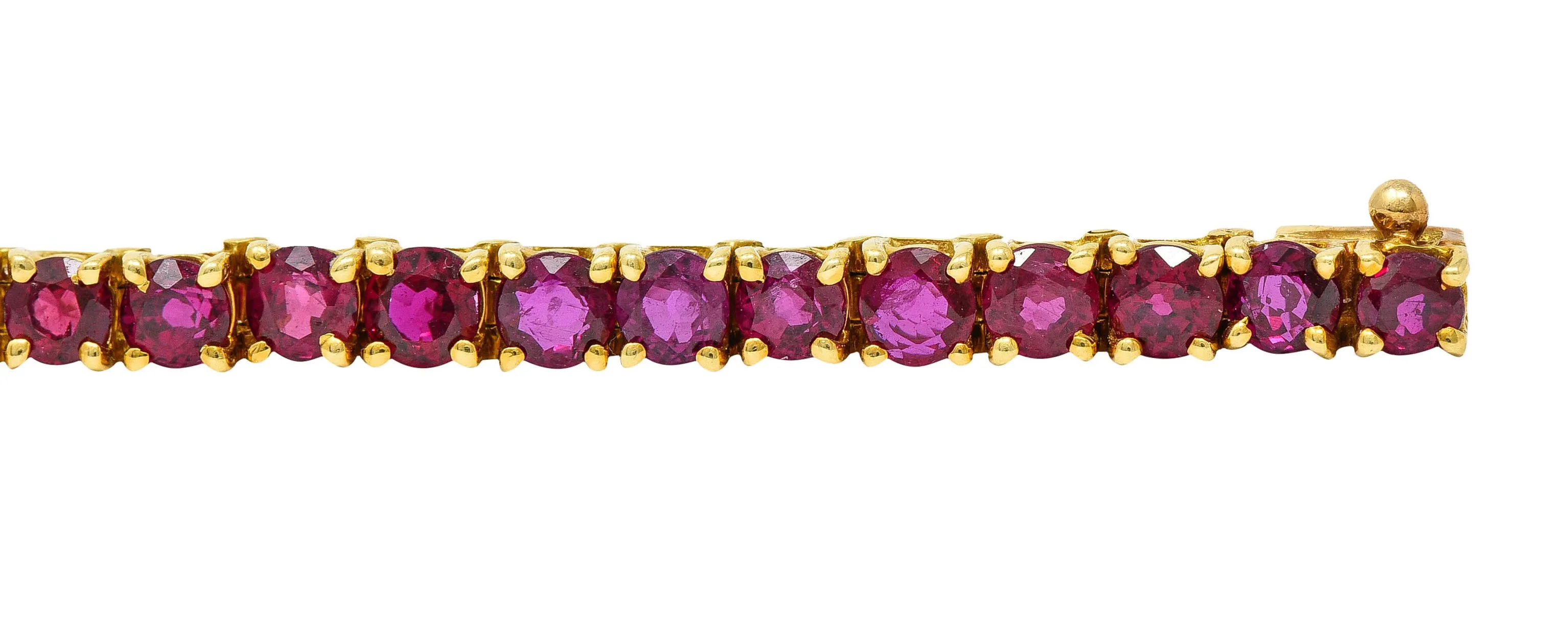 Van Cleef & Arpels 7.50 CTW Ruby 18 Karat Gold Line Bracelet Circa 1970