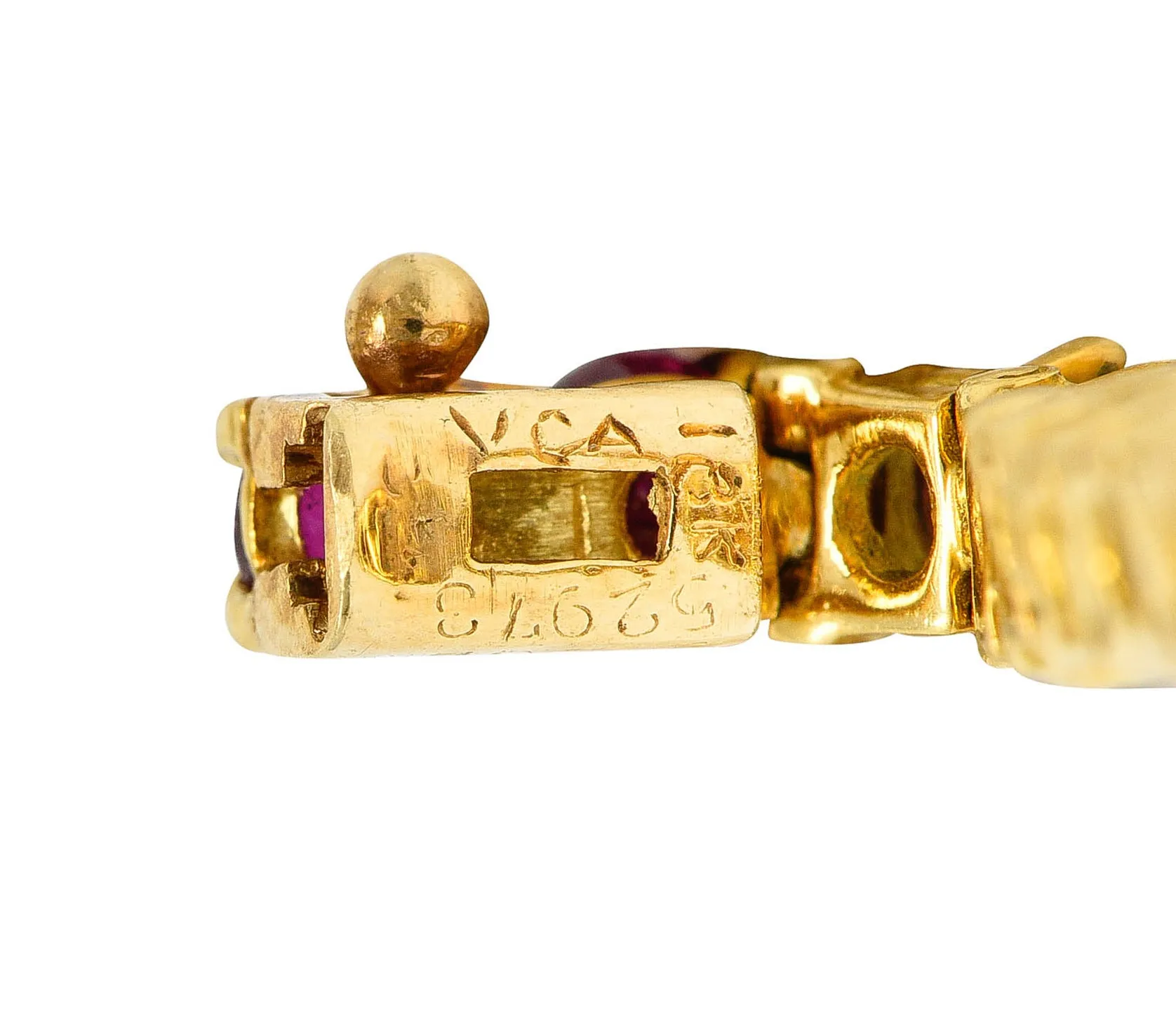 Van Cleef & Arpels 7.50 CTW Ruby 18 Karat Gold Line Bracelet Circa 1970