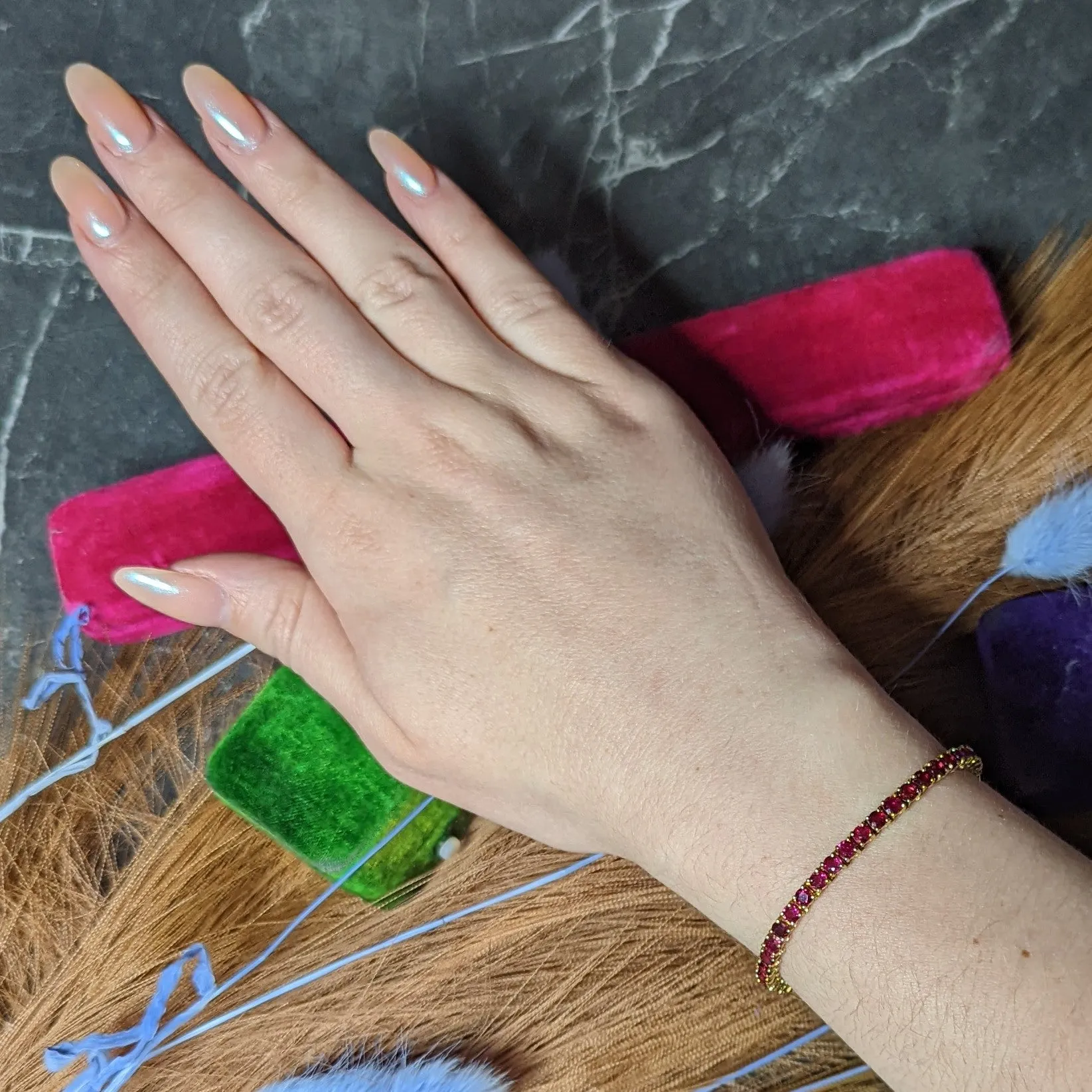 Van Cleef & Arpels 7.50 CTW Ruby 18 Karat Gold Line Bracelet Circa 1970