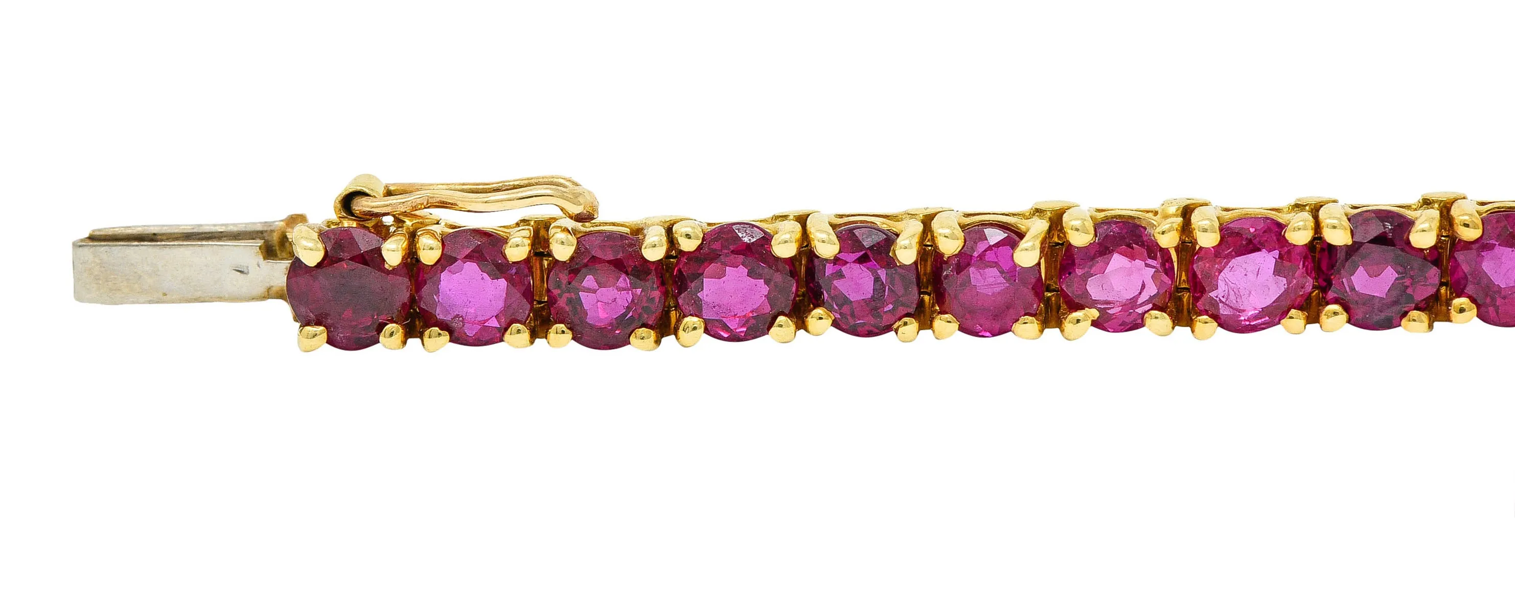 Van Cleef & Arpels 7.50 CTW Ruby 18 Karat Gold Line Bracelet Circa 1970