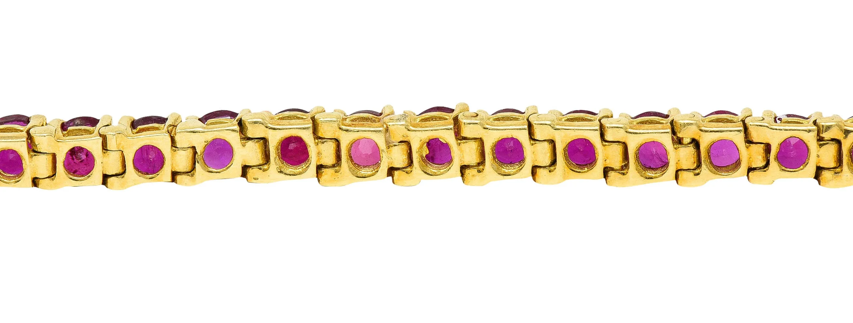 Van Cleef & Arpels 7.50 CTW Ruby 18 Karat Gold Line Bracelet Circa 1970