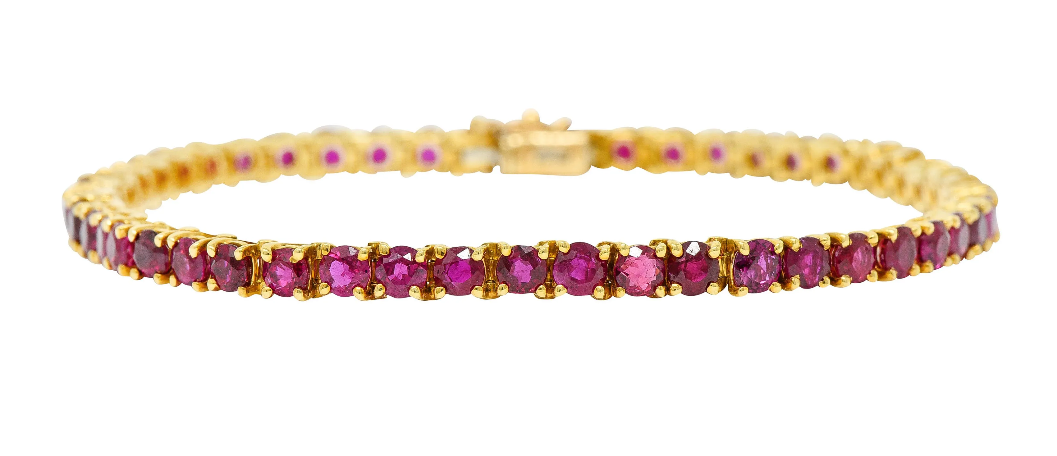 Van Cleef & Arpels 7.50 CTW Ruby 18 Karat Gold Line Bracelet Circa 1970
