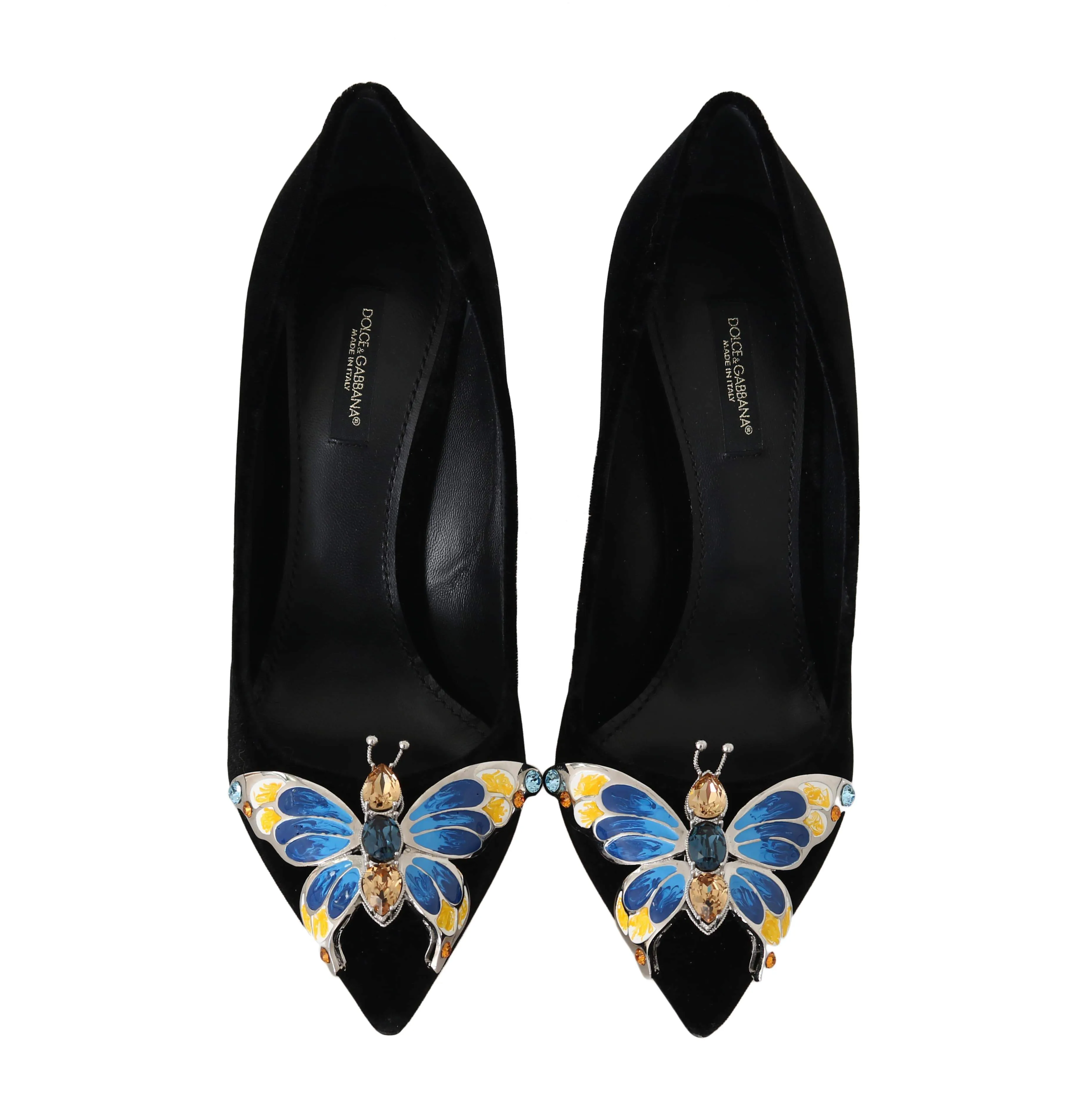 Velvet Crystal Butterfly Pumps