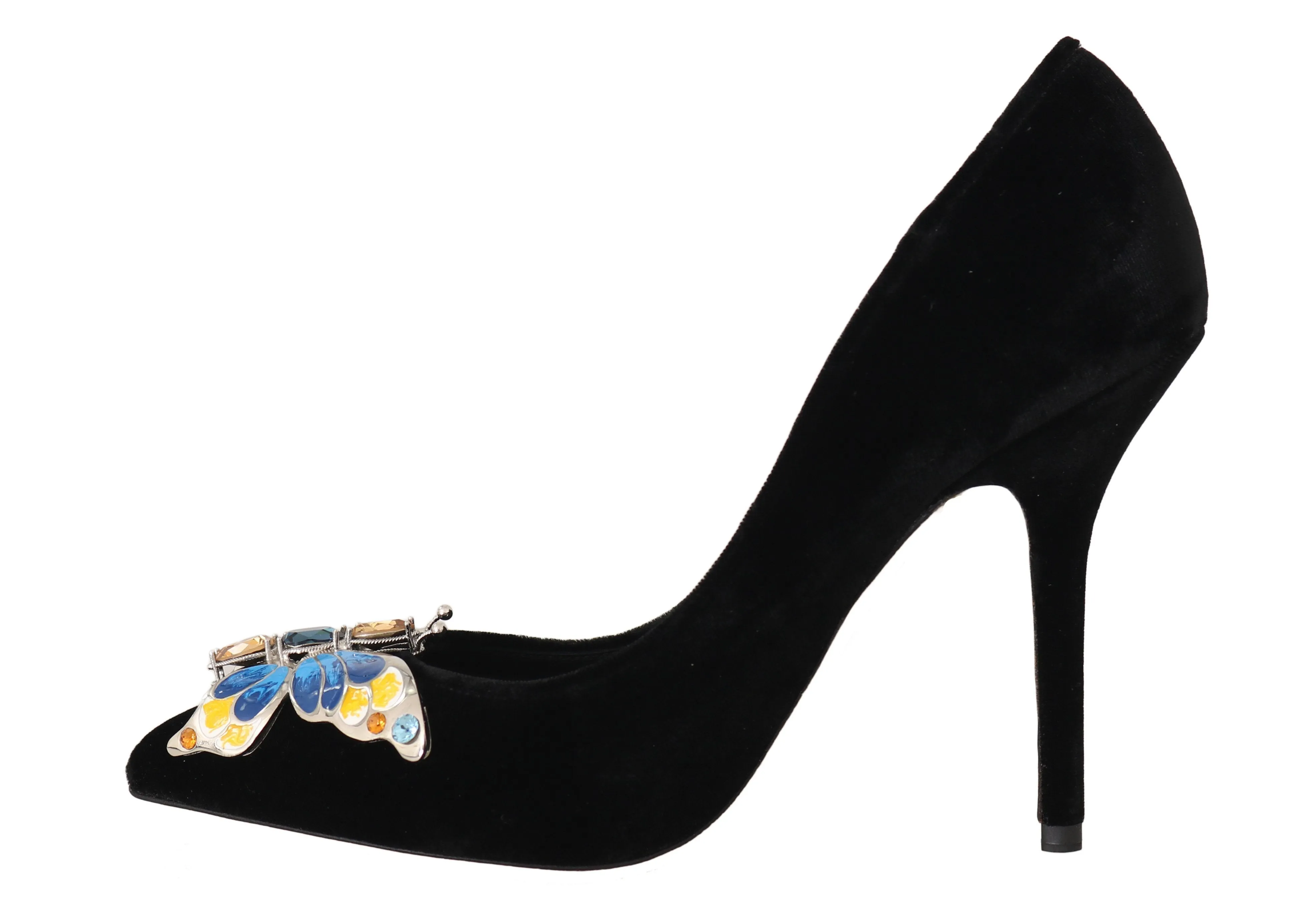 Velvet Crystal Butterfly Pumps