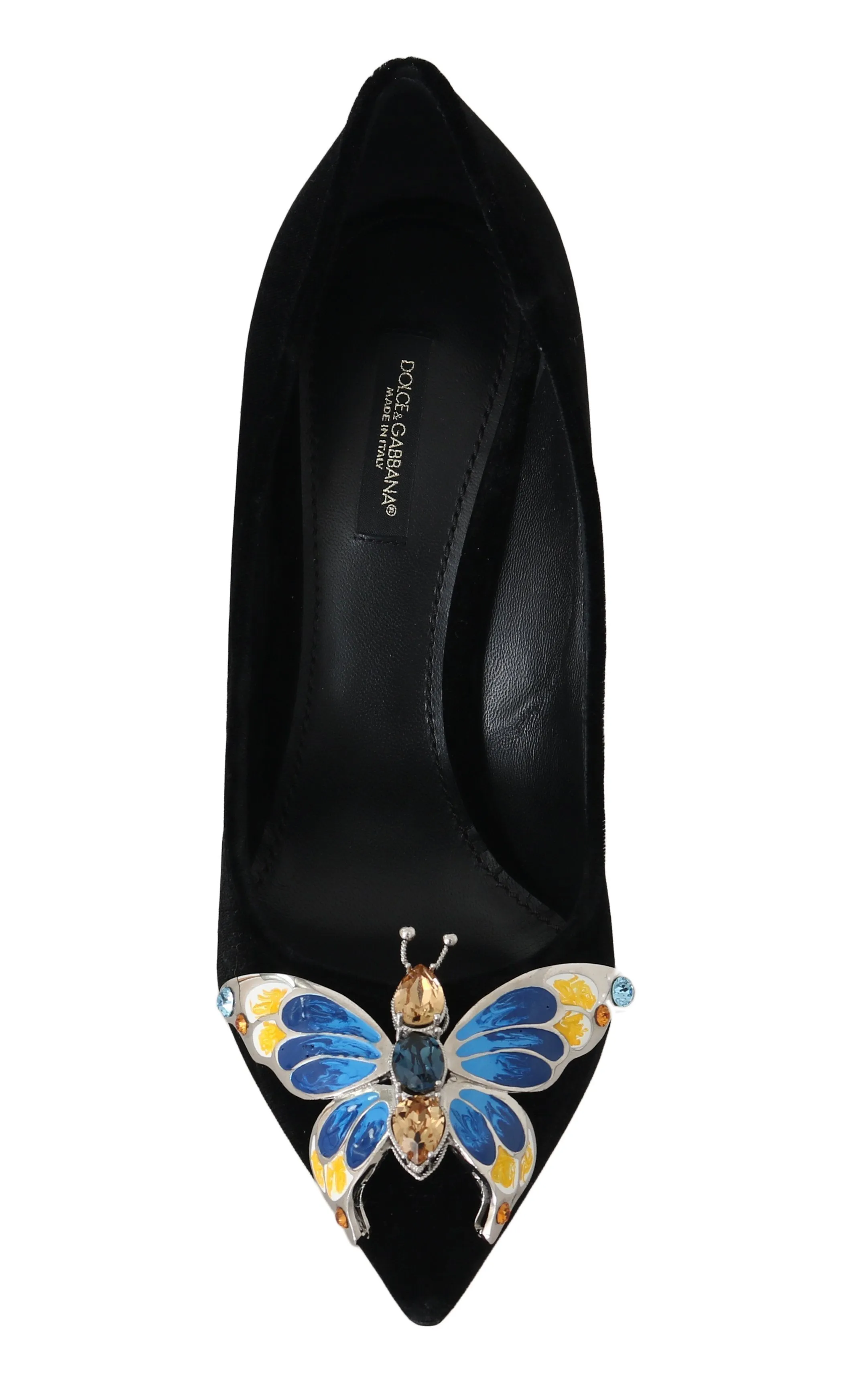 Velvet Crystal Butterfly Pumps