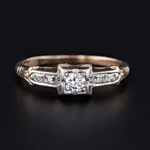 Vintage Diamond Engagement Ring of 14k Gold