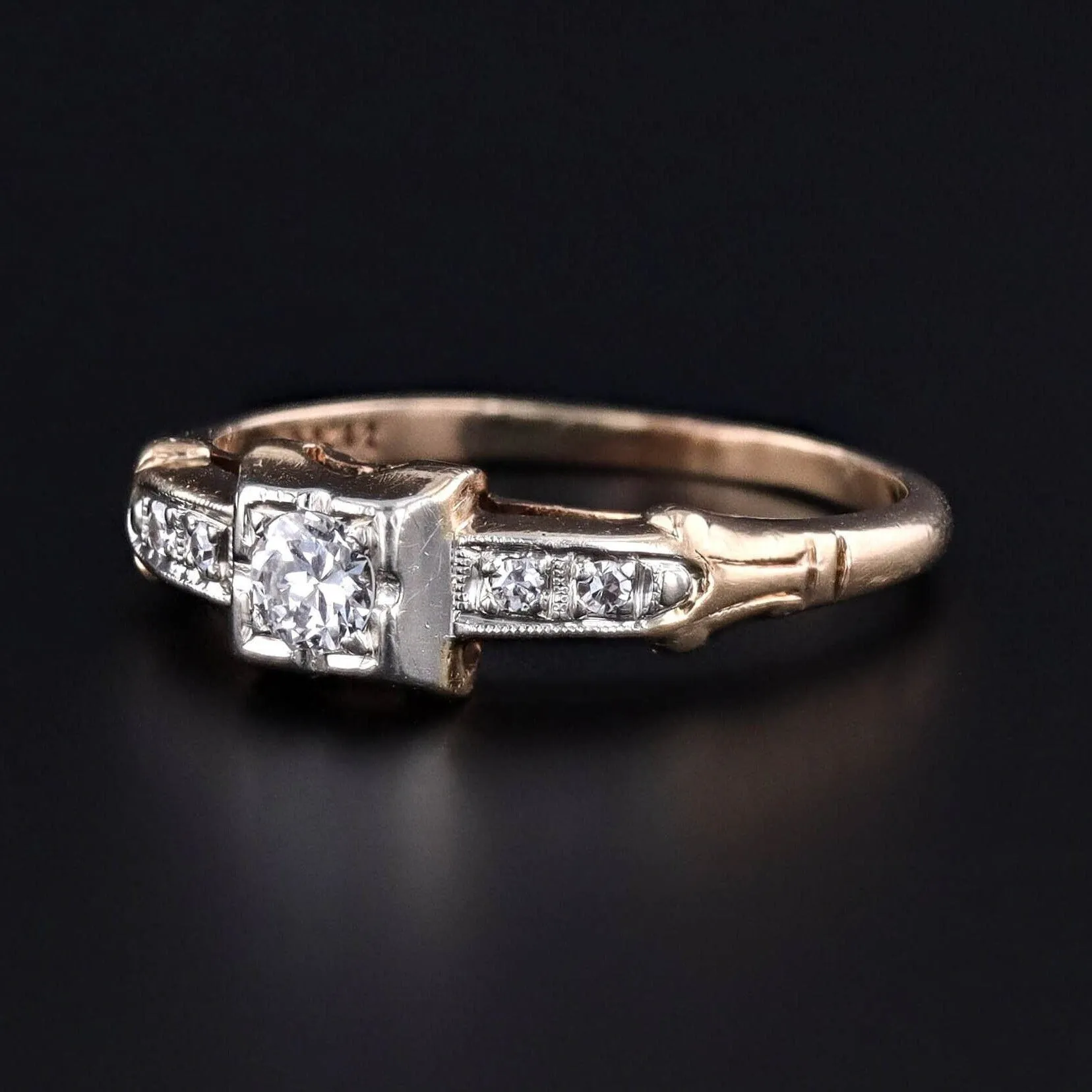 Vintage Diamond Engagement Ring of 14k Gold