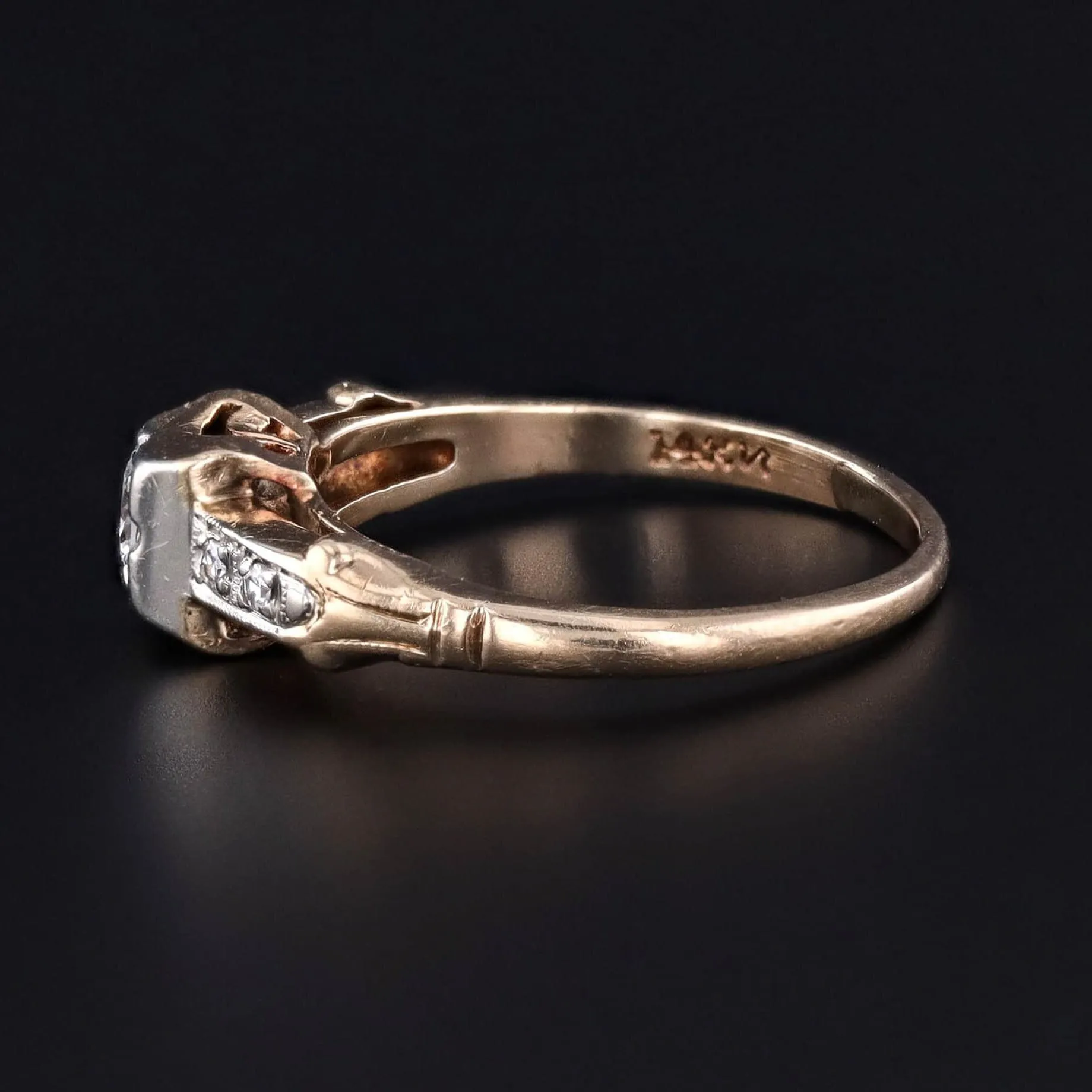 Vintage Diamond Engagement Ring of 14k Gold