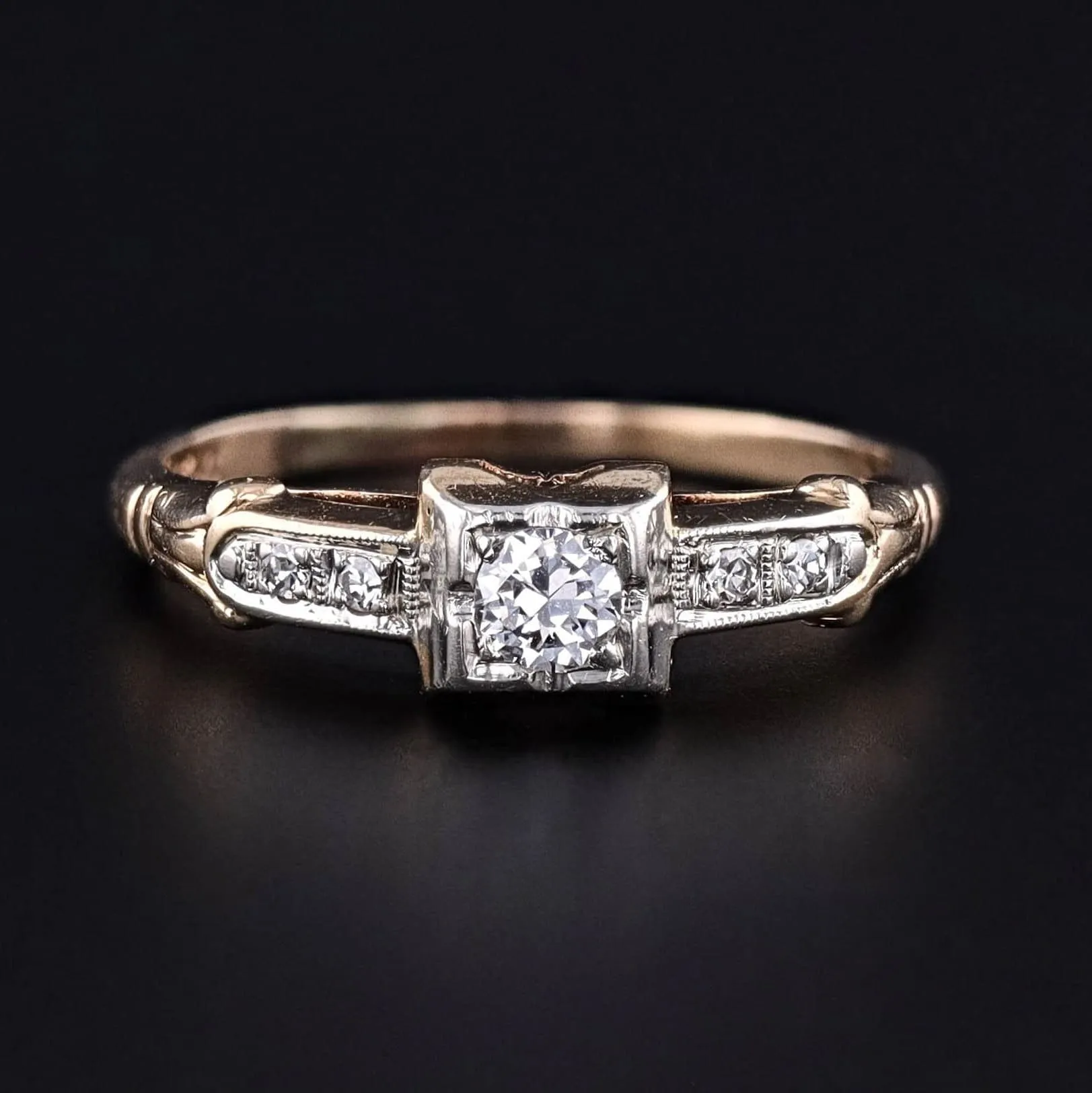 Vintage Diamond Engagement Ring of 14k Gold