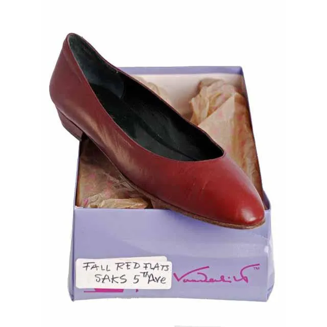 Vintage Red Leather Ballet Flat Shoe Gloria Vanderbilt  for Saks 9N
