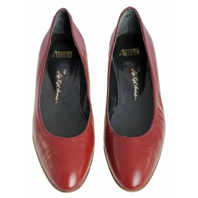 Vintage Red Leather Ballet Flat Shoe Gloria Vanderbilt  for Saks 9N