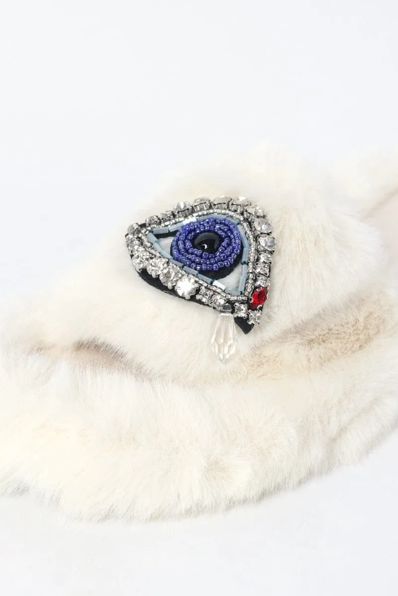 White Faux Fur Slippers