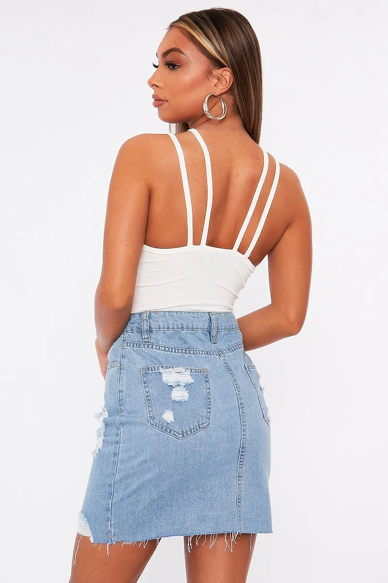 White Lace Up Front Bodysuit - Gea