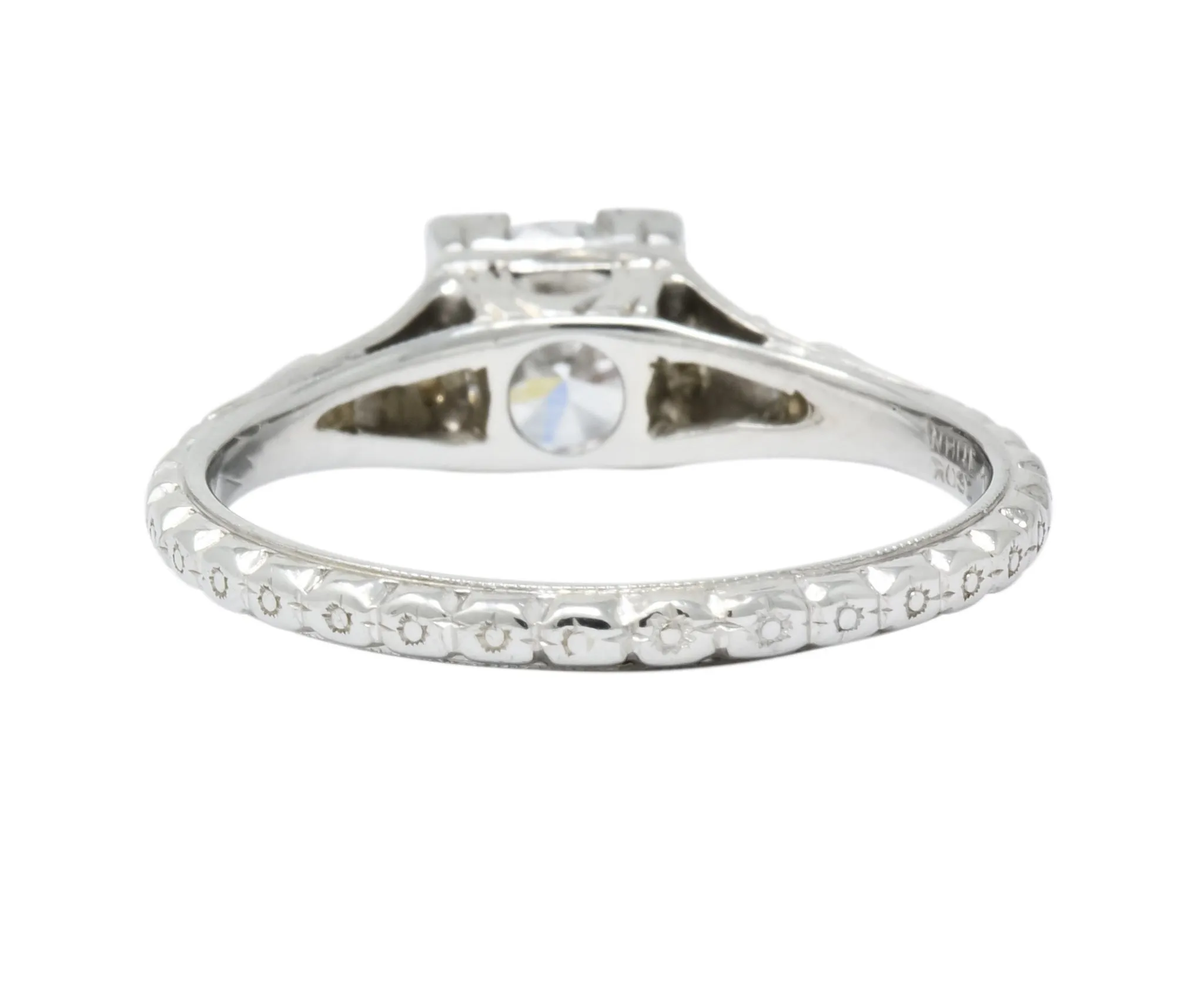 White Rose Jewelry Mfg. Co. Art Deco 0.78 CTW Diamond 18 Karat White Gold Engagement Ring GIA