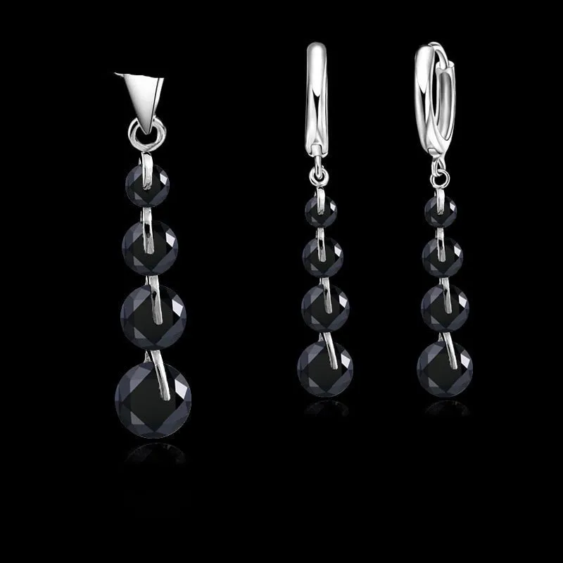 White Sapphire Pendant Jewelry Set Women Engagement Jewelry