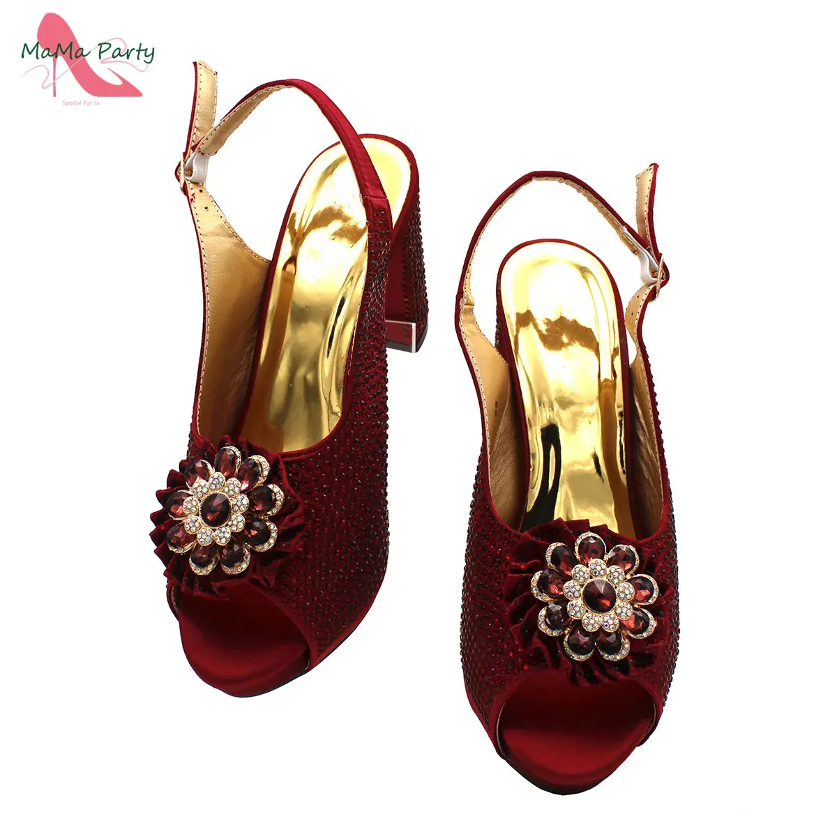 Wine Color New Coming Italian Women Shoes and Bag Set with Platform Nigerian Lady Pumps for Garden Party