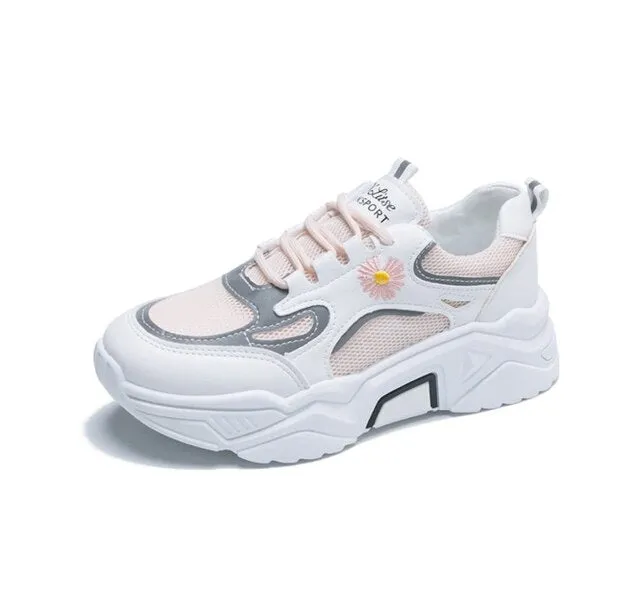 Women Chunky Sneakers Fashion Vulcanize Shoes New Female Black White Platform Shoes Thick Sole Casual Shoes Woman Sneakers 7cm