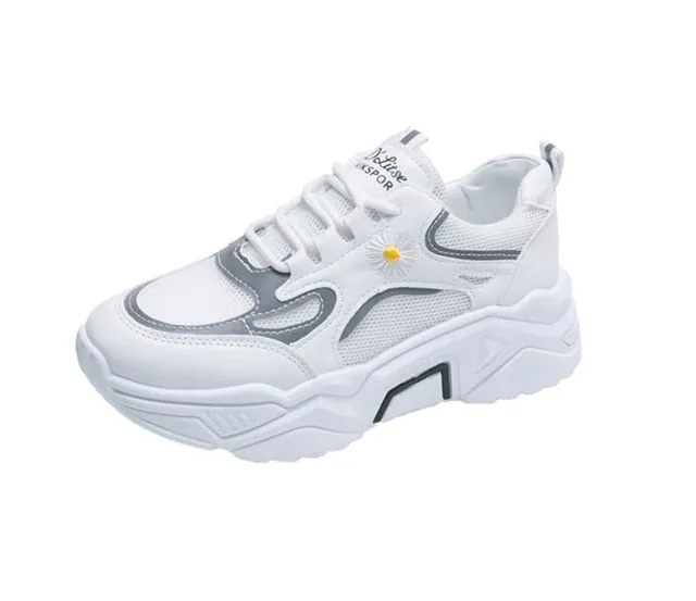 Women Chunky Sneakers Fashion Vulcanize Shoes New Female Black White Platform Shoes Thick Sole Casual Shoes Woman Sneakers 7cm