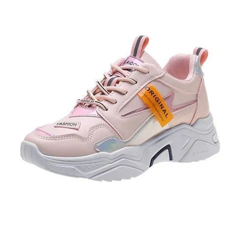 Women Chunky Sneakers Fashion Vulcanize Shoes New Female Black White Platform Shoes Thick Sole Casual Shoes Woman Sneakers 7cm