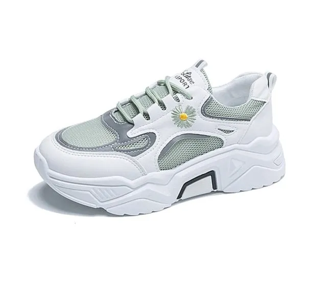 Women Chunky Sneakers Fashion Vulcanize Shoes New Female Black White Platform Shoes Thick Sole Casual Shoes Woman Sneakers 7cm