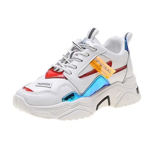 Women Chunky Sneakers Fashion Vulcanize Shoes New Female Black White Platform Shoes Thick Sole Casual Shoes Woman Sneakers 7cm