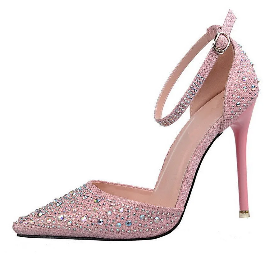 Women Pumps Sandals Rhinestone High-heeled Shallow Mouth