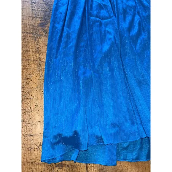 Womens‎ Aidan Mattox Blue Sparkly Spaghetti Strap Long Maxi Gown Dress 6