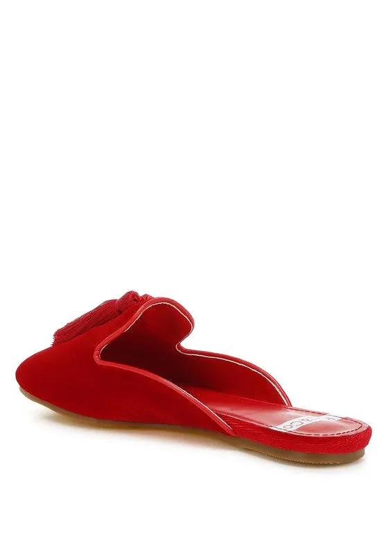 Women's Cardinal Tassel Detail Velvet Mules