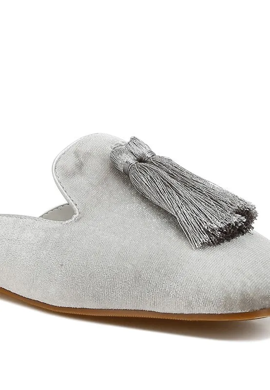 Women's Cardinal Tassel Detail Velvet Mules