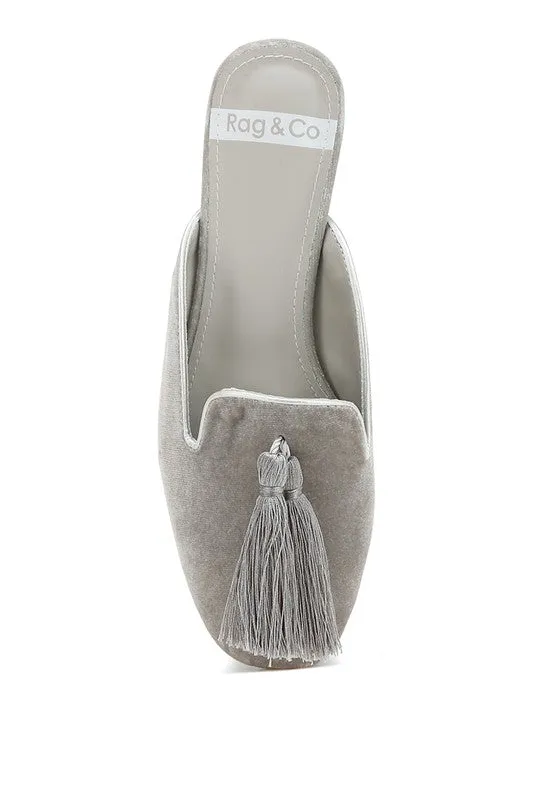 Women's Cardinal Tassel Detail Velvet Mules