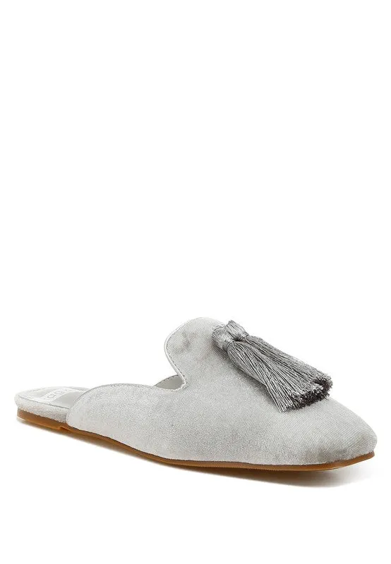 Women's Cardinal Tassel Detail Velvet Mules