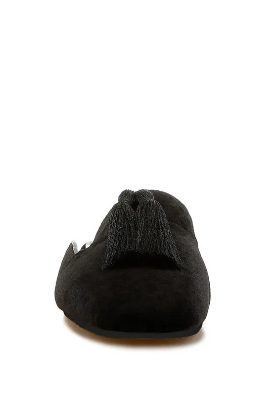 Women's Cardinal Tassel Detail Velvet Mules