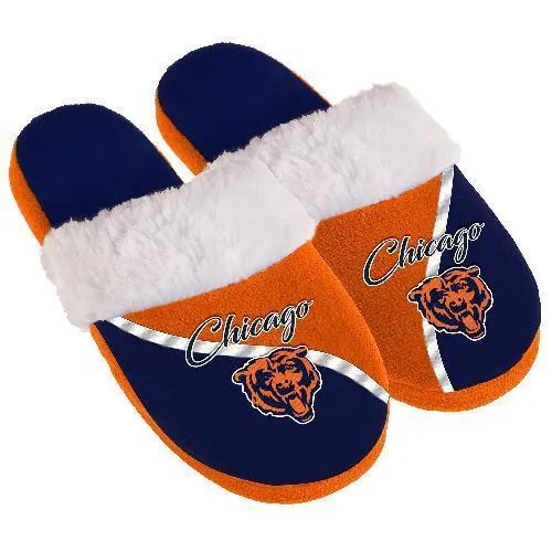 Women's Chicago Bears Cursive Colorblock Slippers