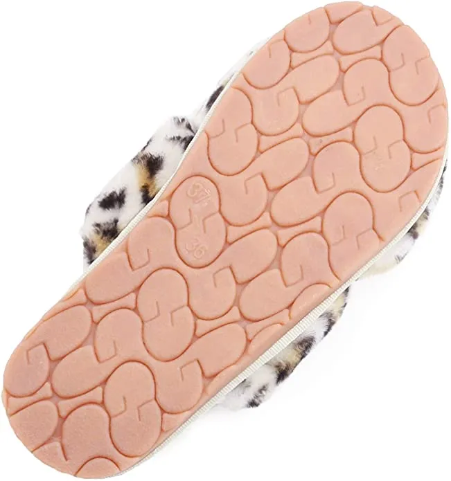 Women's Fuzzy Slippers（White Leopard）