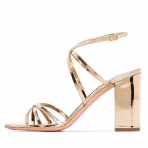 Women's Gold Stilettos Open Toe Pump Heel Sandals