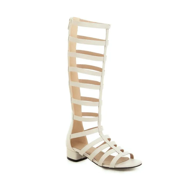 Women's Peep Toe Hollow Out Solid Color Block Heel Low Heels Sandals