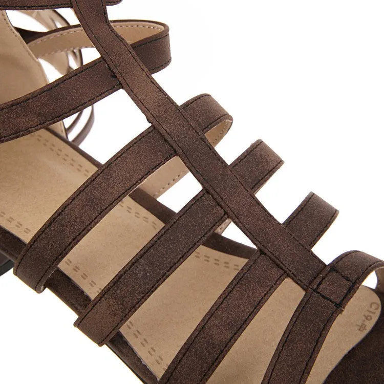 Women's Peep Toe Hollow Out Solid Color Block Heel Low Heels Sandals
