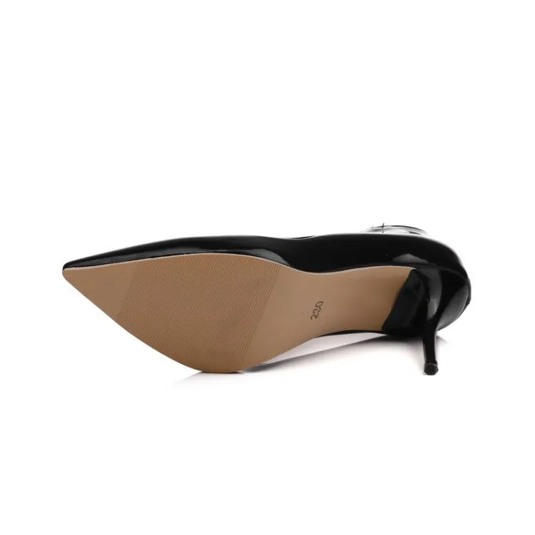Women's Pointy Toe Dress Pump Middle Heels Plus Size Shoes