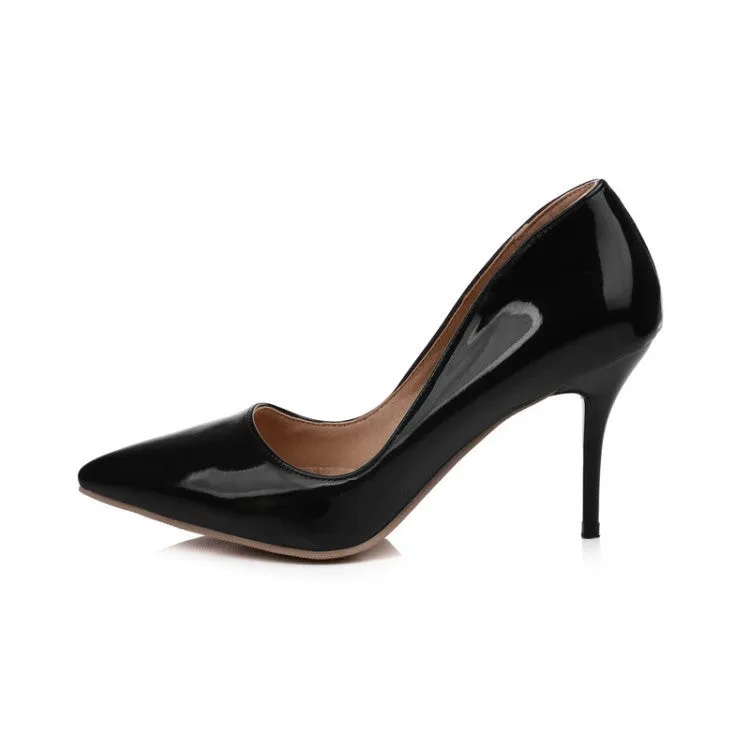 Women's Pointy Toe Dress Pump Middle Heels Plus Size Shoes