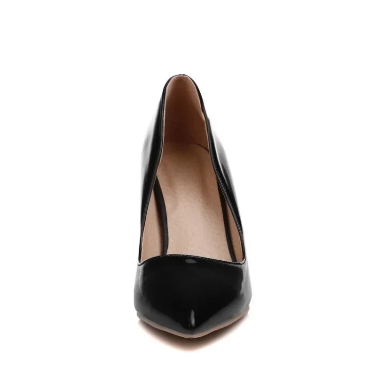 Women's Pointy Toe Dress Pump Middle Heels Plus Size Shoes