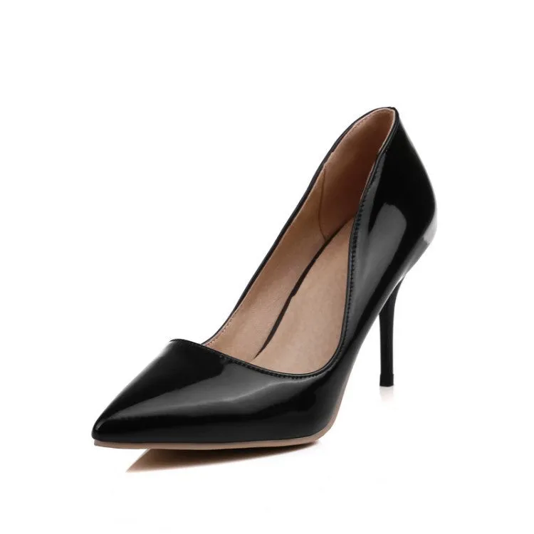 Women's Pointy Toe Dress Pump Middle Heels Plus Size Shoes