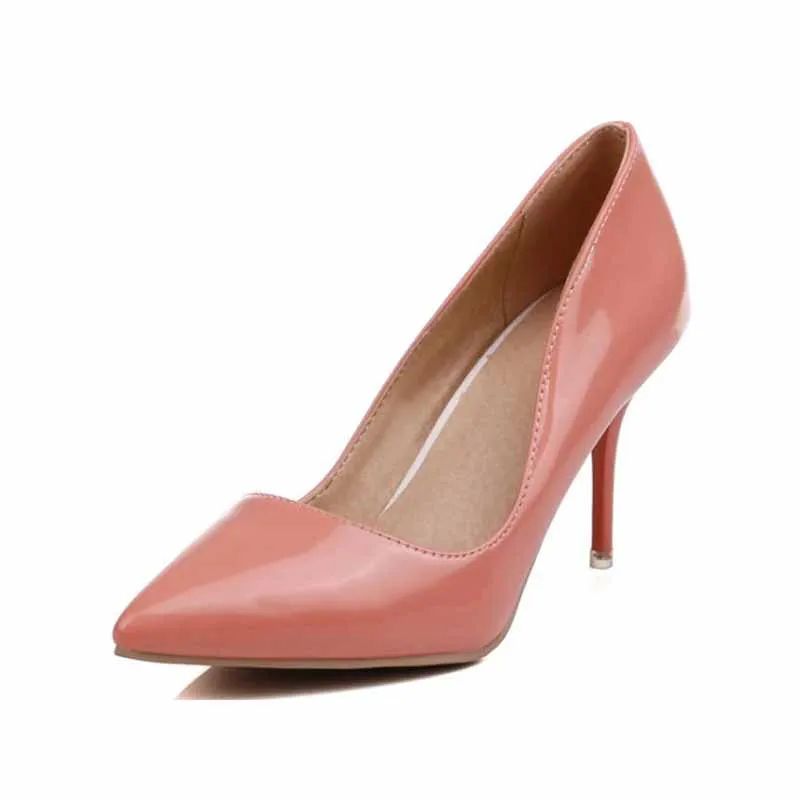 Women's Pointy Toe Dress Pump Middle Heels Plus Size Shoes