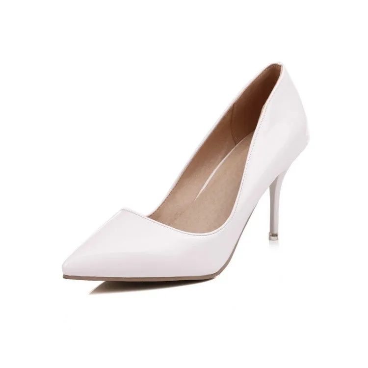 Women's Pointy Toe Dress Pump Middle Heels Plus Size Shoes
