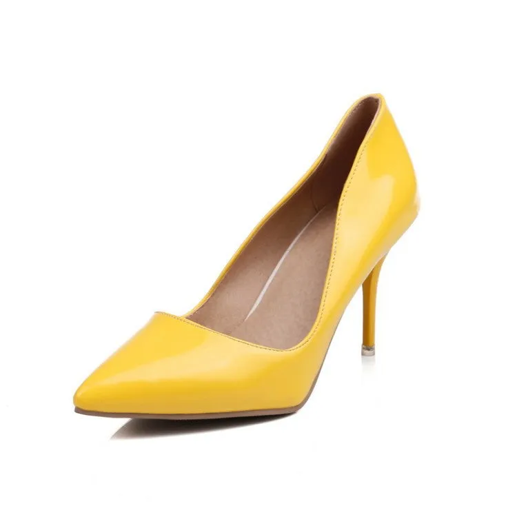 Women's Pointy Toe Dress Pump Middle Heels Plus Size Shoes