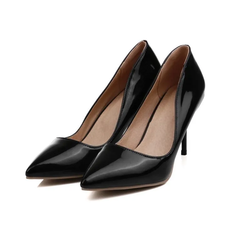 Women's Pointy Toe Dress Pump Middle Heels Plus Size Shoes