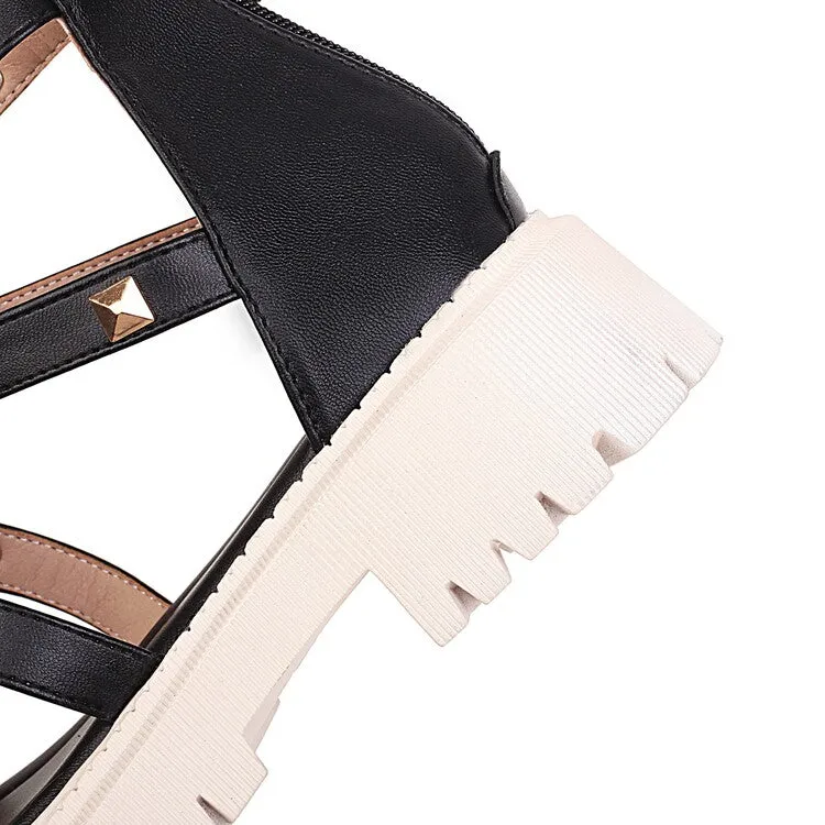 Women's Rivets Platform Low Heels Sandals