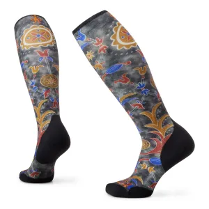 Women's Ski Targeted Cushion Royal Floral Print OTC Socks