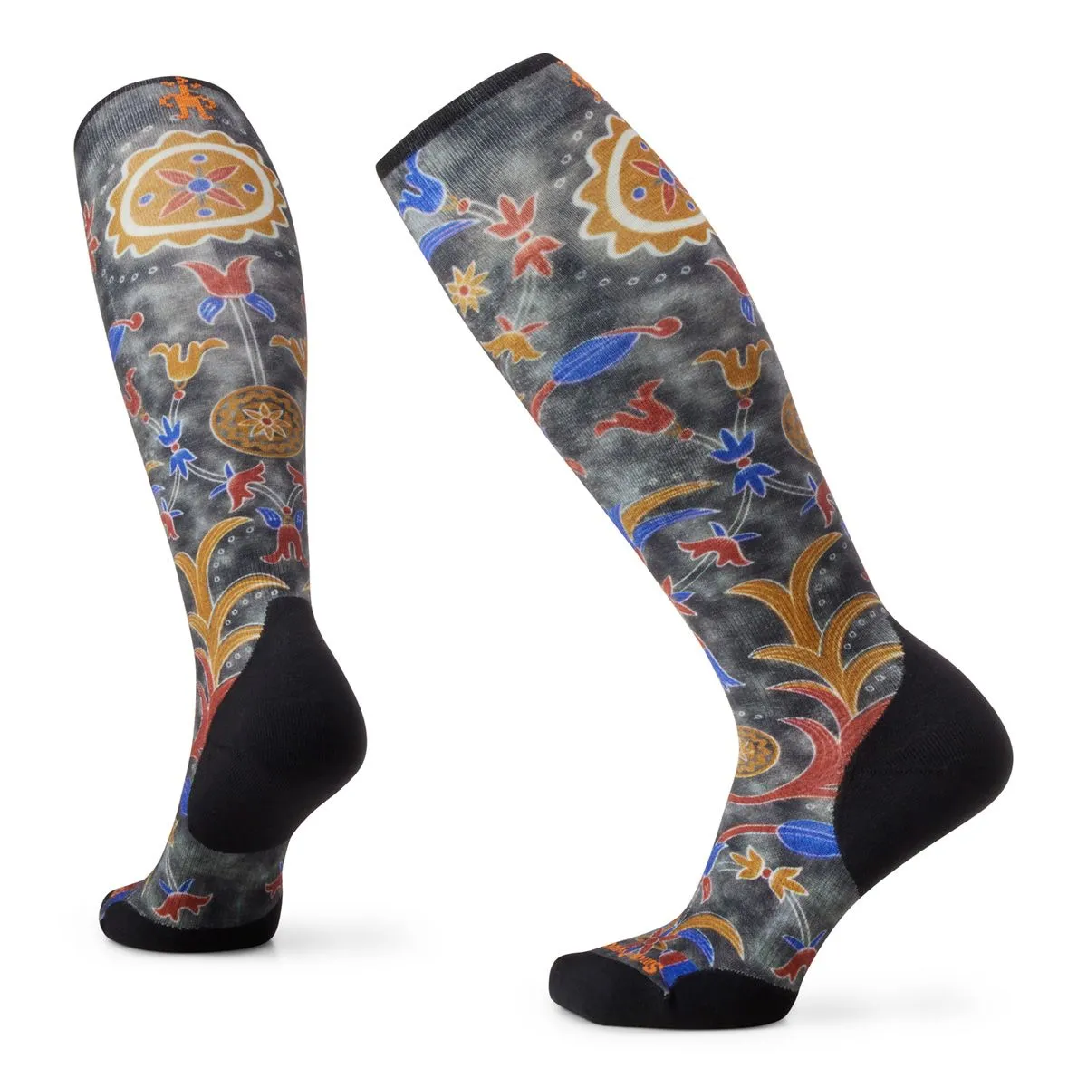 Women's Ski Targeted Cushion Royal Floral Print OTC Socks