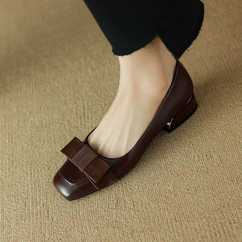 Women's Small Size Square Toe Low Heel Pump Shoes MS587
